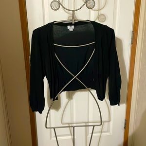 Worthington Black Button Up Cardigan Crop Top